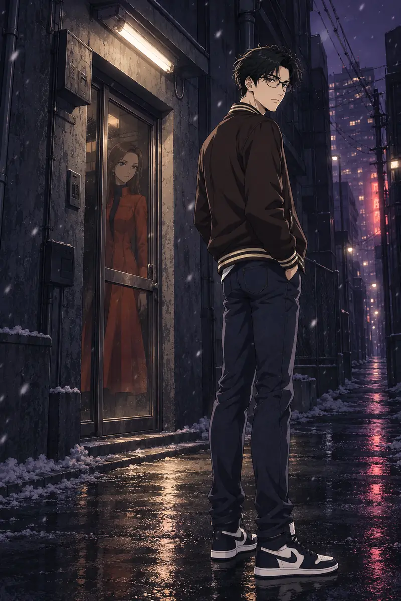 Poster made with AniCanon: Bruce in a Tokyo street at night, from Bad Memories